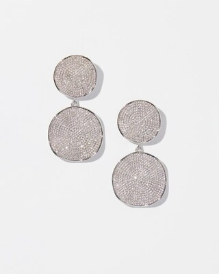 Silver Tone Pavé Drop Earrings