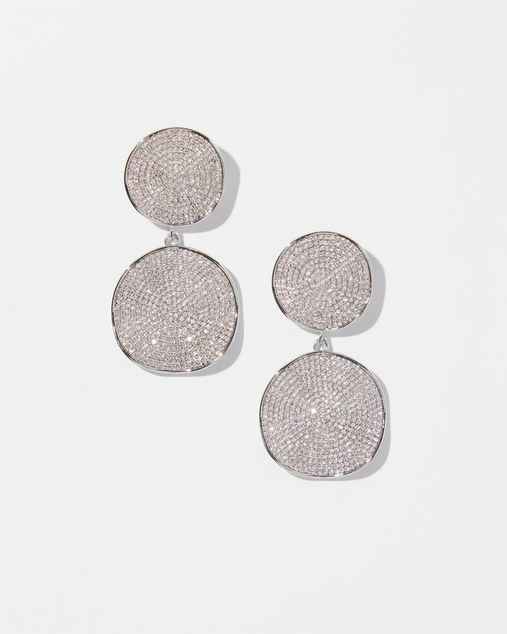 Silver Tone Pavé Drop Earrings