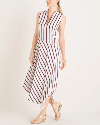 Striped Asymmetrical-Hem Dress