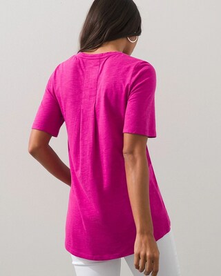 Pleated Back V-Neck Slub Tee