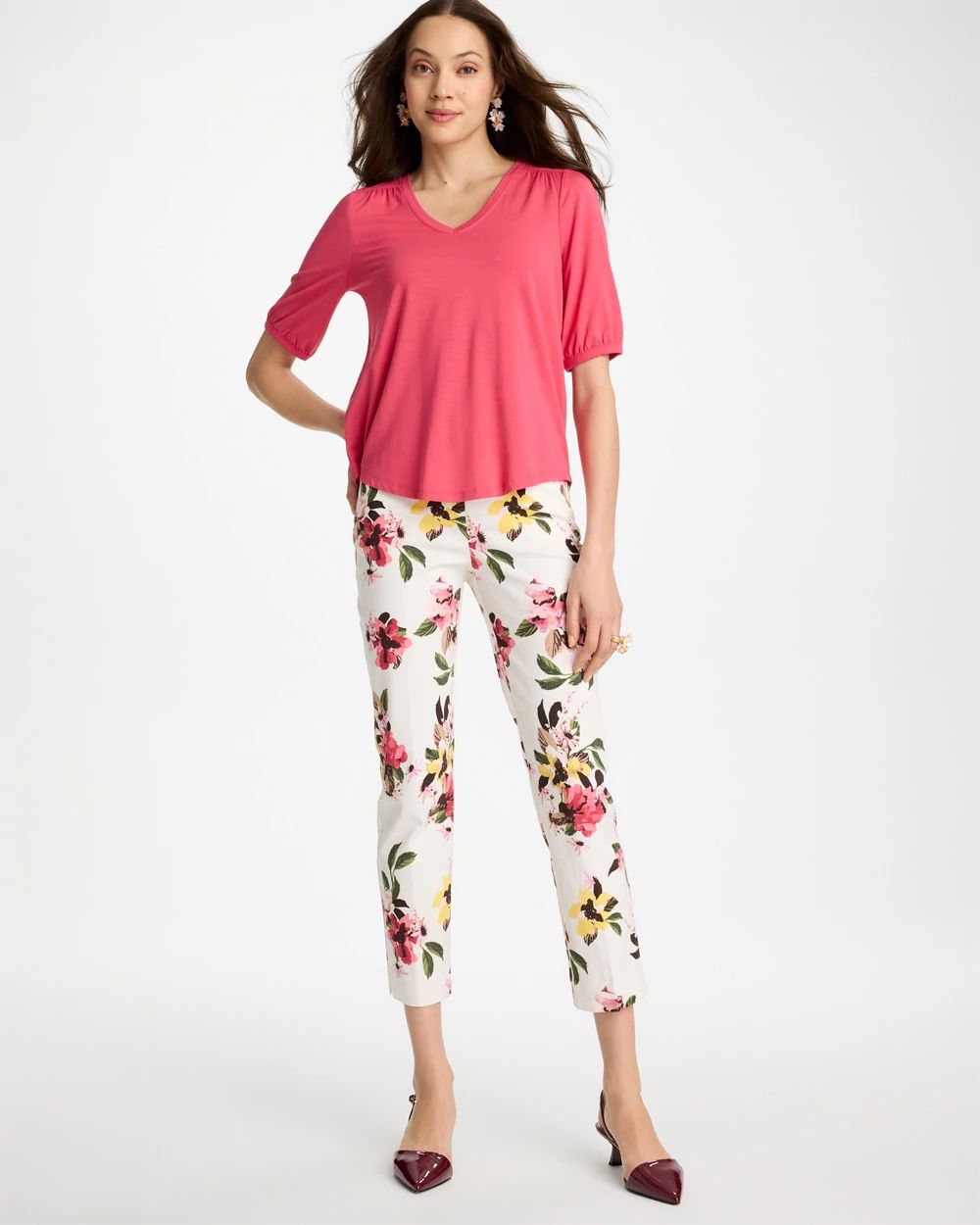 Shirred Elbow Sleeve Tee