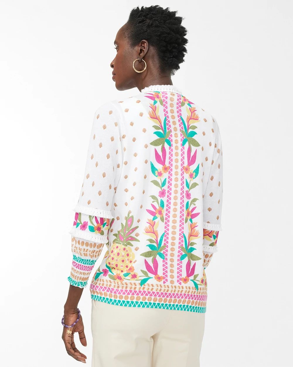 Summer Romance Tropical Tassel Hem Cardigan