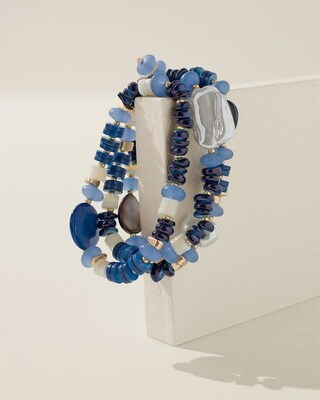 Navy Shell Stretch Bracelets