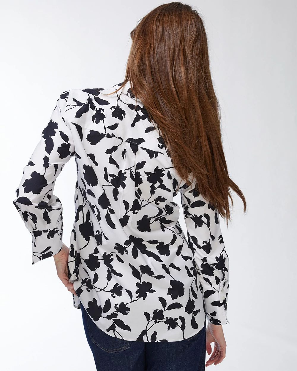 No Iron Stretch Black and White Shirt