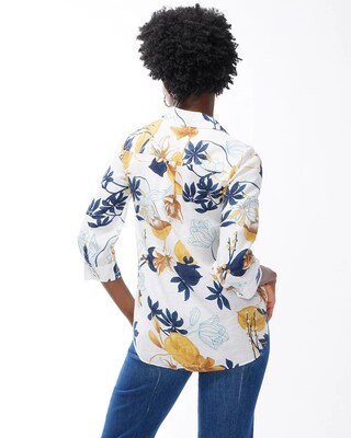 No Iron Linen Tropical Floral Shirt