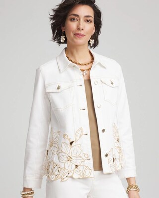 Floral Cutout Denim Jacket click to view larger image.