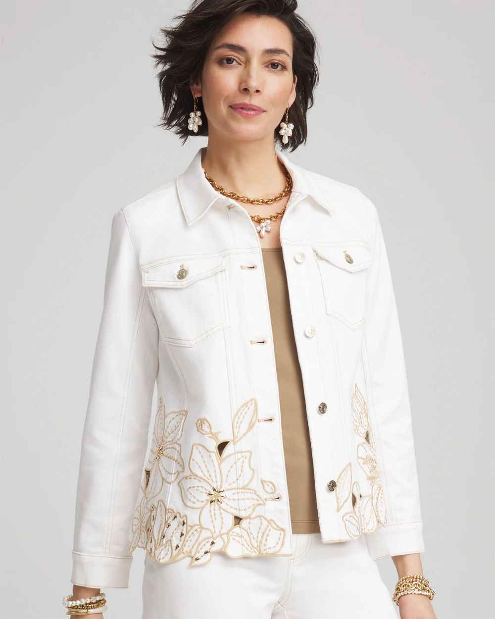 Floral Cutout Denim Jacket