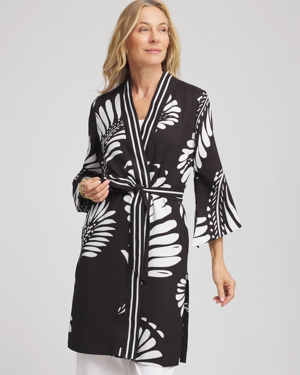 Tie-Front Long Kimono
