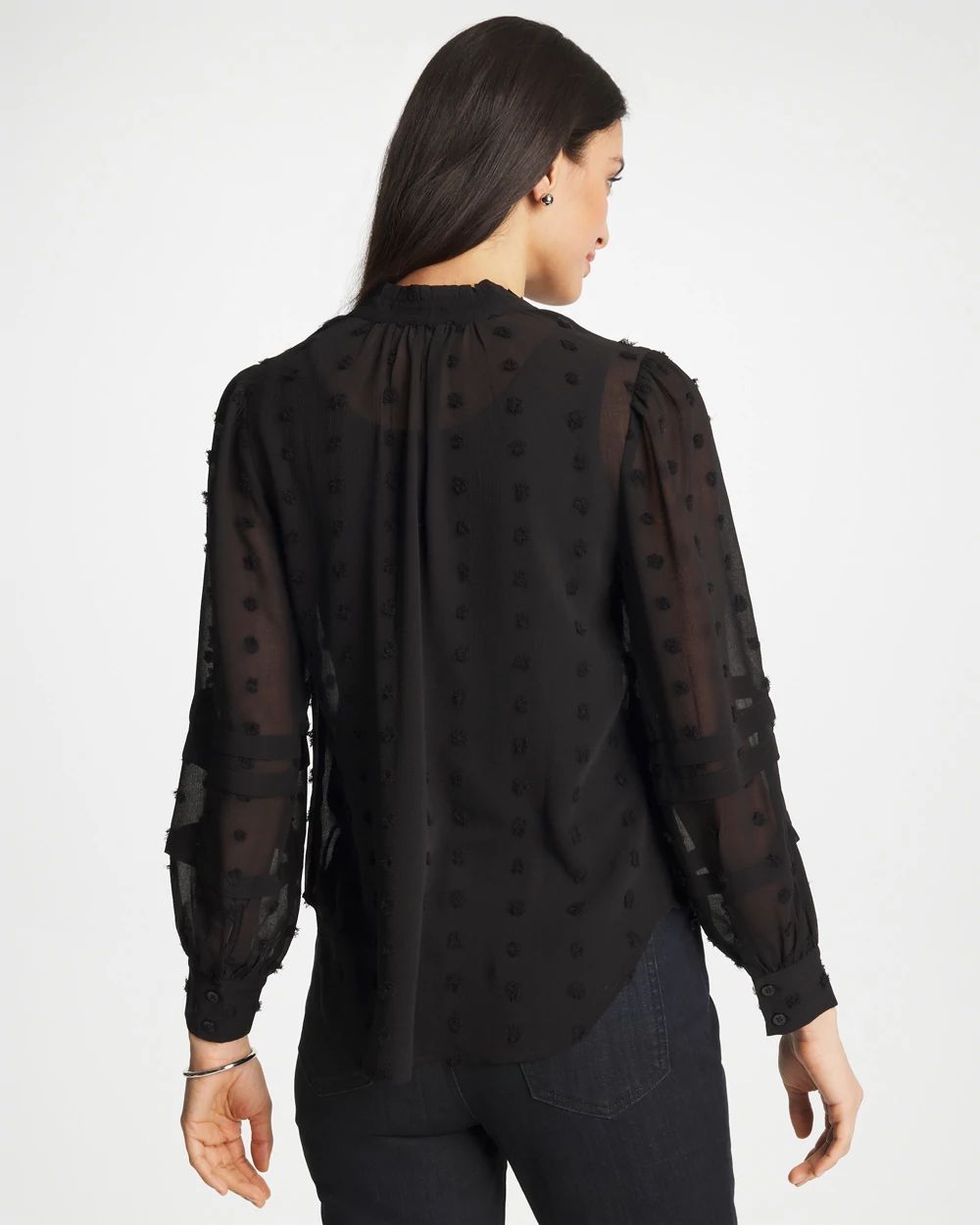 3D Dot Jacquard Chiffon Blouse