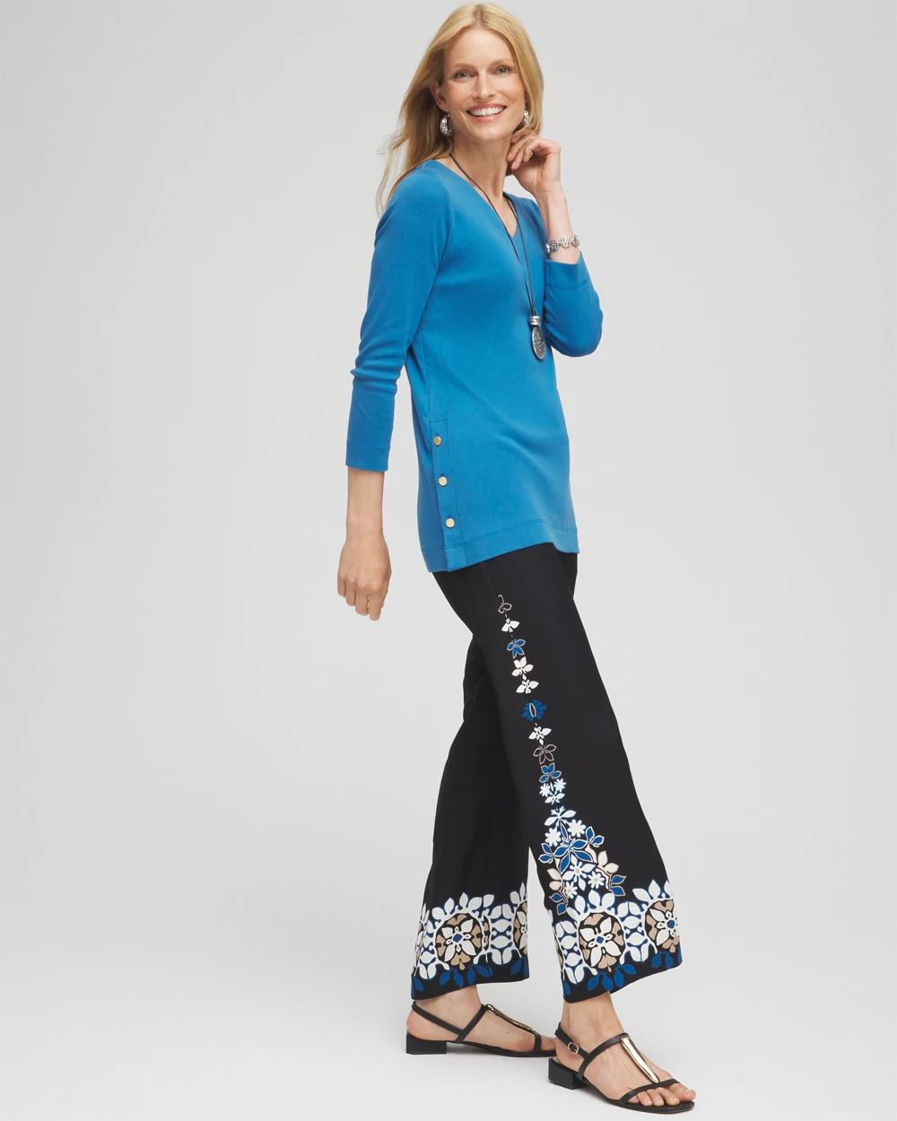 V-neck Button Detail Tunic