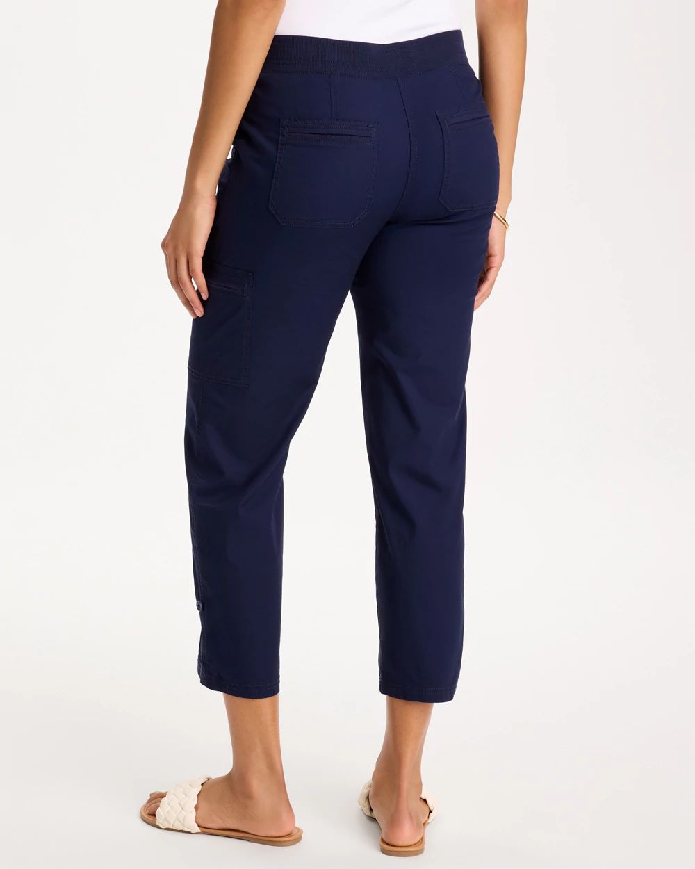 Poplin Cropped Roll Tab Pants