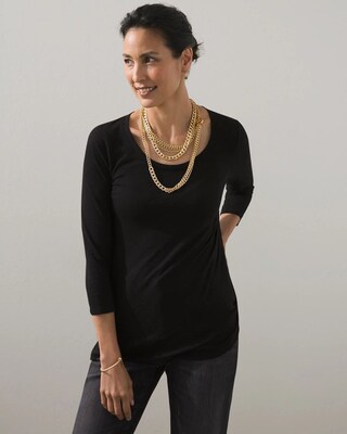 3/4 Sleeve Crossover Slub Tee