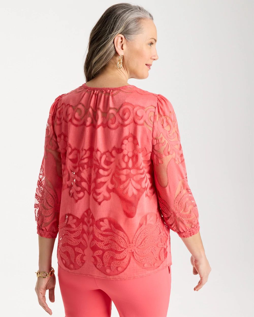 Lace Burnout Blouse click to view larger image.
