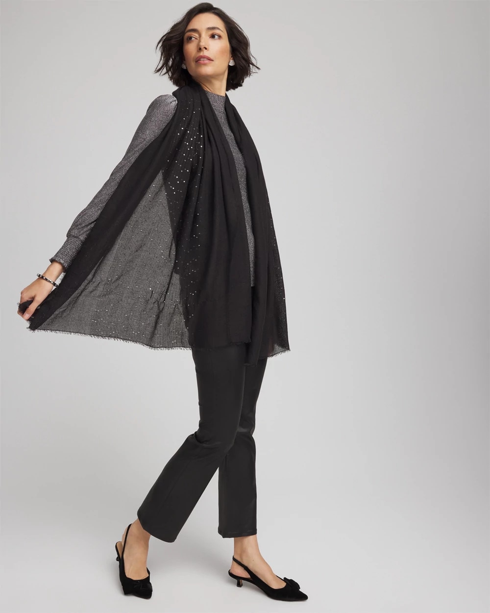 Metallic Stripe Oblong Scarf