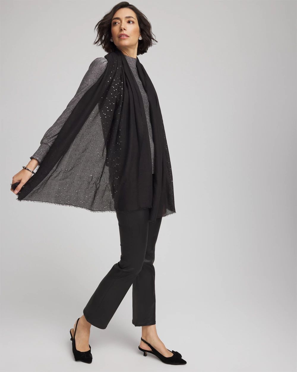 Metallic Stripe Oblong Scarf click to view larger image.