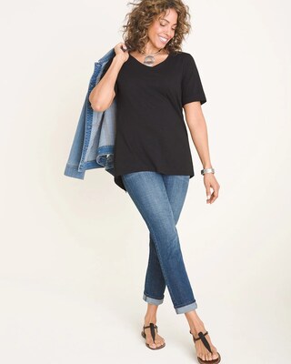 Cotton-Blend Slub V-Neck Tee
