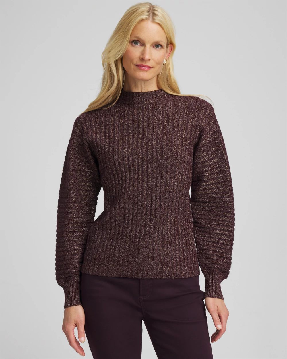 Metallic Ribbed Pullover