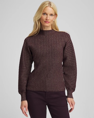 Metallic Ribbed Pullover