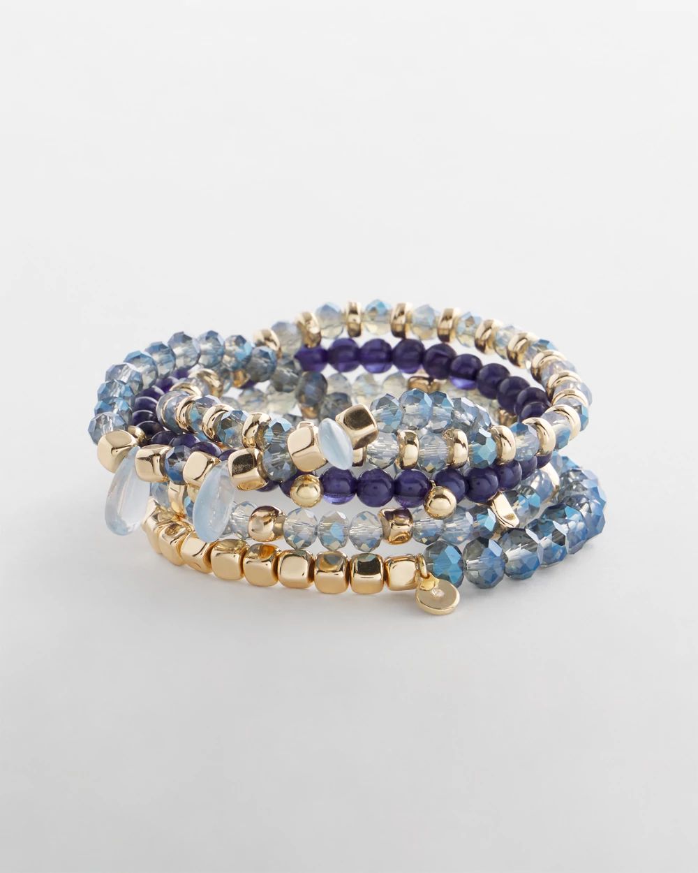Blue Multi Stretch Set of Five Bracelets