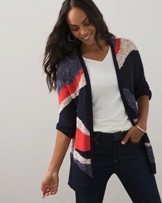 Jacquard Abstract Print Cardigan