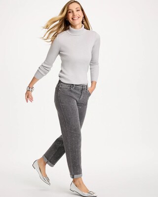 Rhinestone Boyfriend Cropped Jeans