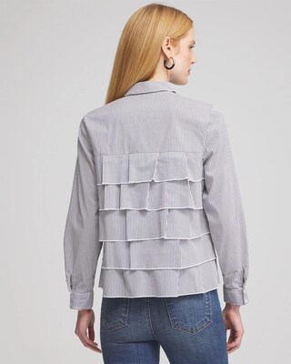 Poplin Stripe Ruffle Shirt