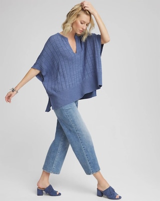 Open-Knit Splitneck Poncho click to view larger image.
