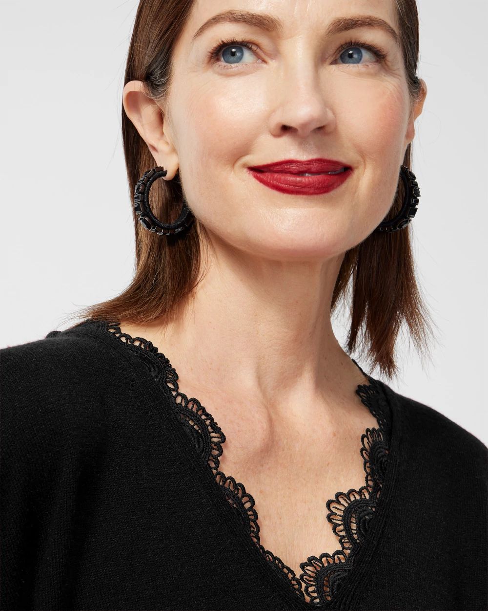 Faux Leather Lace Trim Poncho