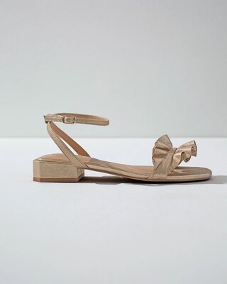 Gold Ruffle Suede Sandals