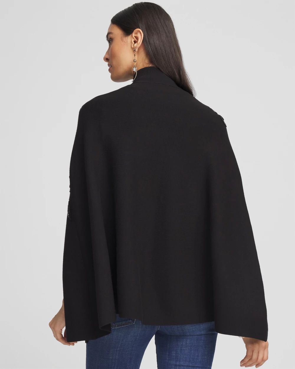 Embellished Zip Front Cape