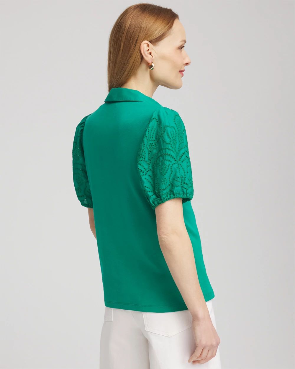 Eyelet Short Sleeved Top