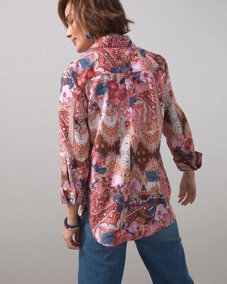 No-Iron Stretch Tapestry Print Shirt