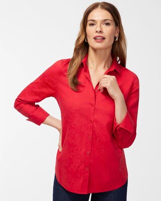 No Iron Stretch Jacquard Print Shirt