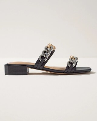 Chain Link Leather Slides