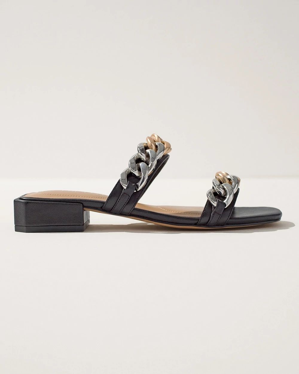 Chain Link Leather Slides