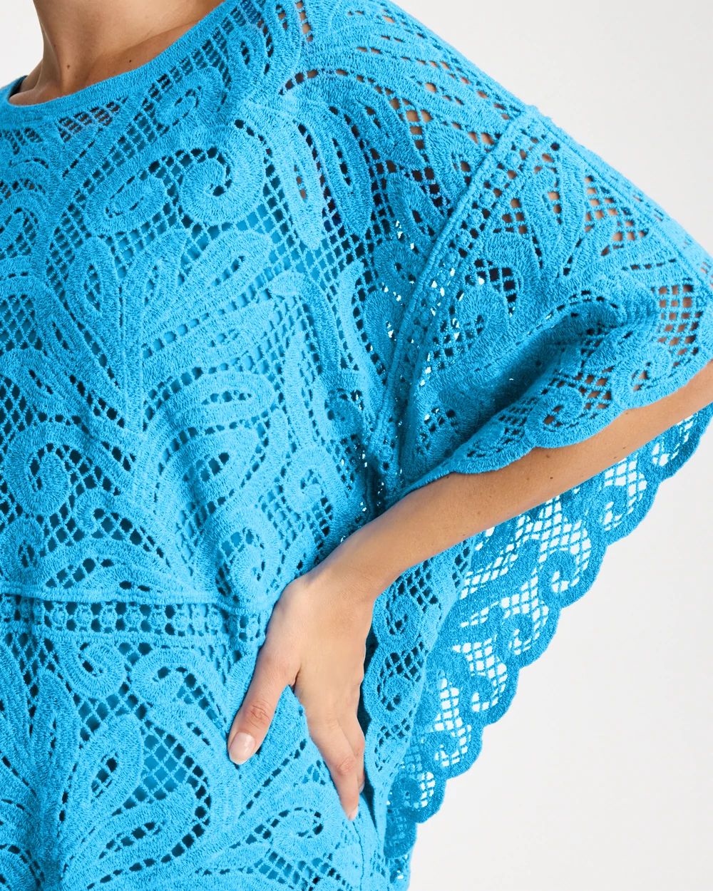 Cotton Crochet Lace Poncho click to view larger image.