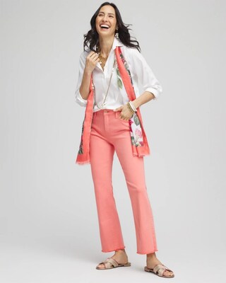 Girlfriend Fray Hem Kick Flare Jeans click to view larger image.