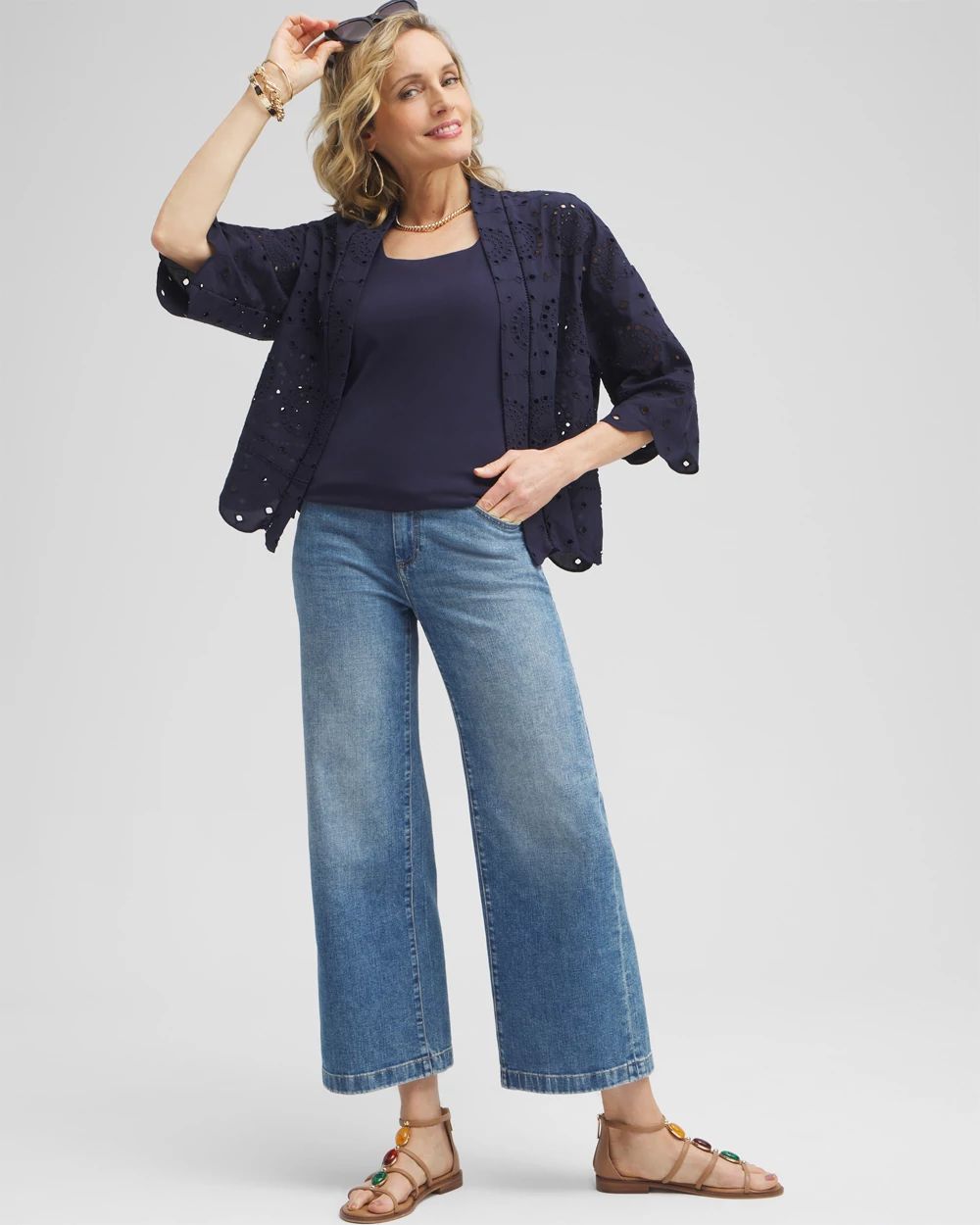 Eyelet Short Kimono