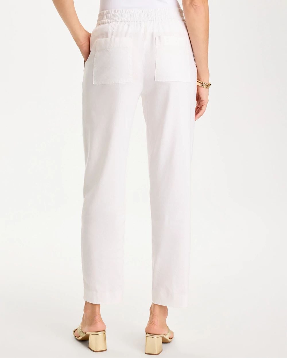 Soft-Stretch Linen Straight Tapered Ankle Pants click to view larger image.