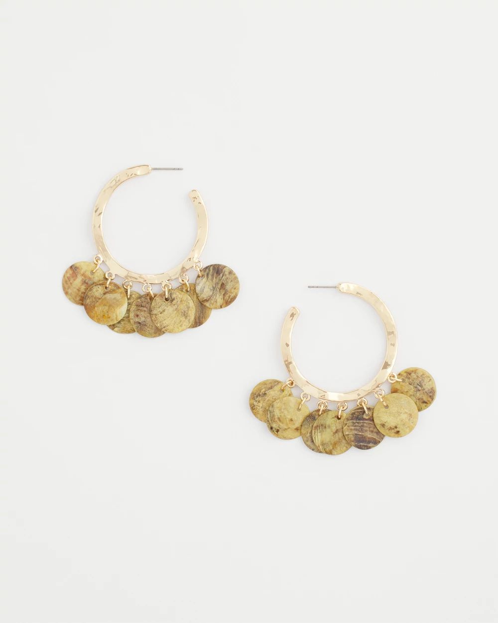 No Droop® Shell-Disc Hoop Earrings