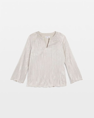 Foiled Pleated V-Neck Tee click to view larger image.