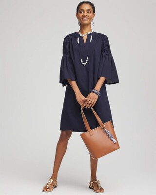 Cotton Voile Bell Sleeved Dress click to view larger image.