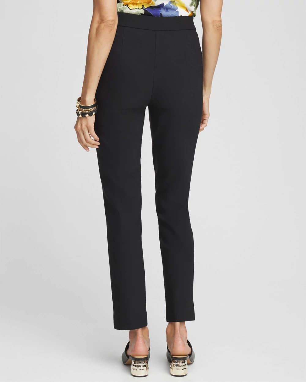 Bi-Stretch Front Seam Slit Ankle Pants click to view larger image.