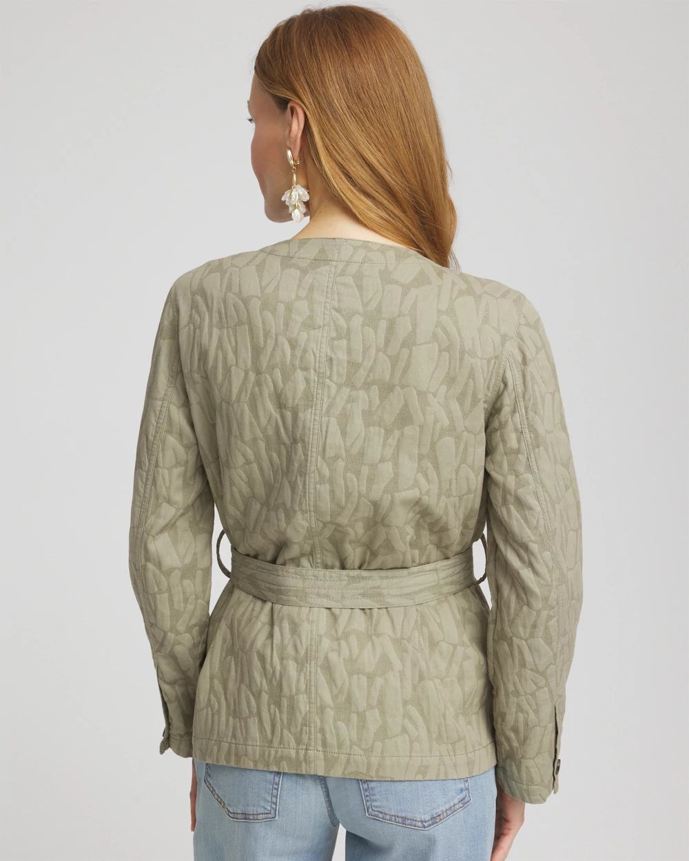 Jacquard Gauze Belted Field Jacket