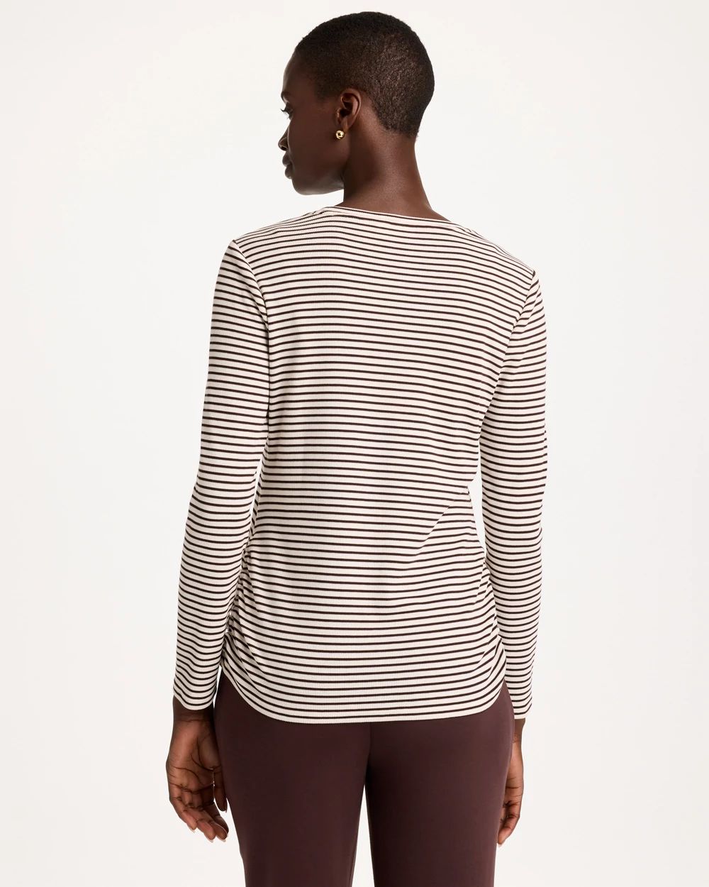 Zenergy® Knit Striped Ribbed Pullover click to view larger image.