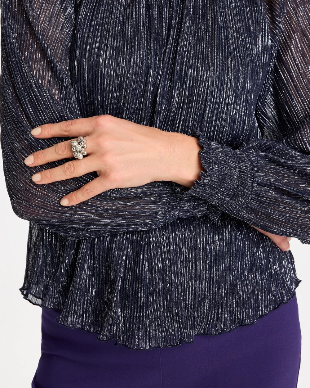 Silvertone Shimmer Stretch Ring