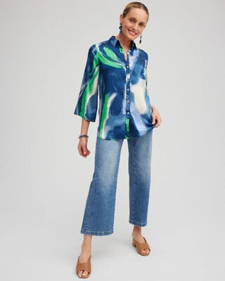 Drama Sleeve Swirl Print Top