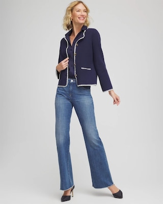 Blanket Stitch Crewneck Cardigan click to view larger image.