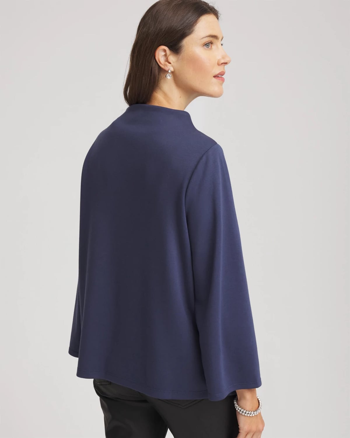 Chico's Embellished Structured Top In Indigo Sky