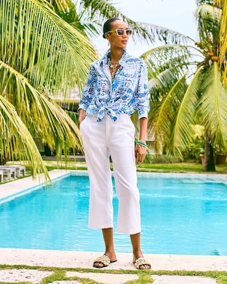 Straight Crop White Trouser Jeans